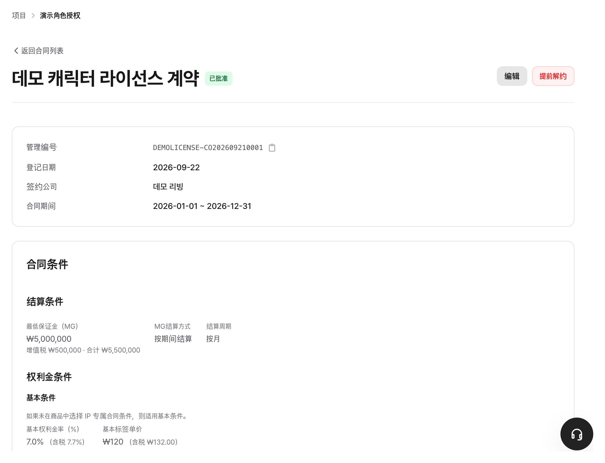 合同详情：期间、费率、条件及IP专项合同条件